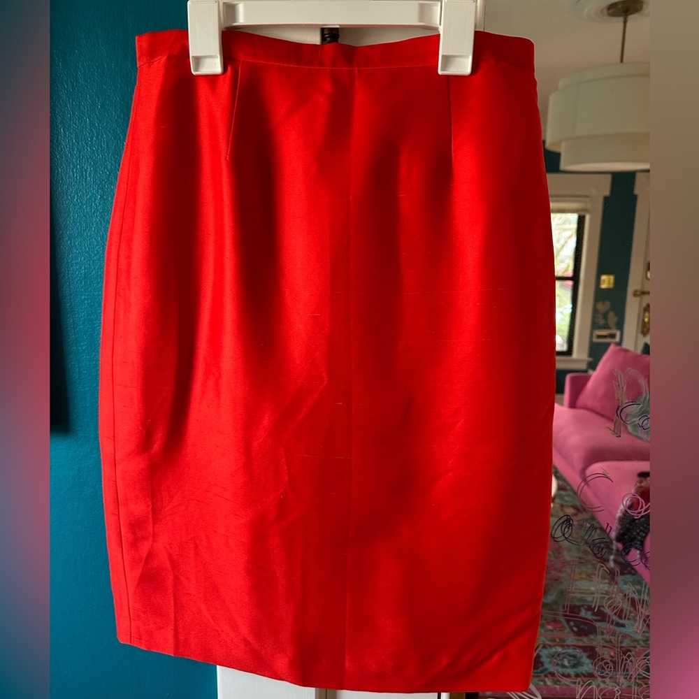 NWT red silk skirt